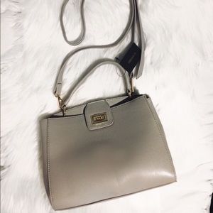 Gray Faux Leather Handbag